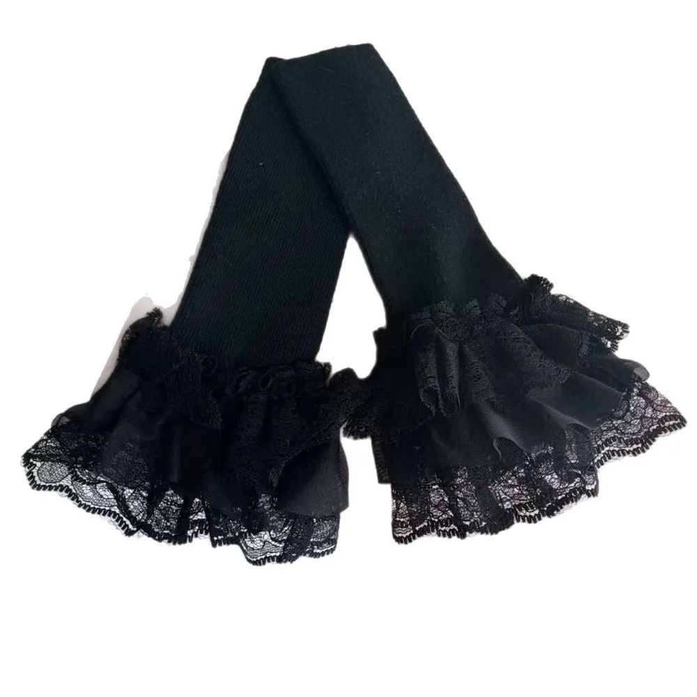 

1Pair Long Patchwork Sleeves Embroidery Knitting Elastic Elbow Sleeve Black White Sweater Decorative Sleeves Autumn Winter