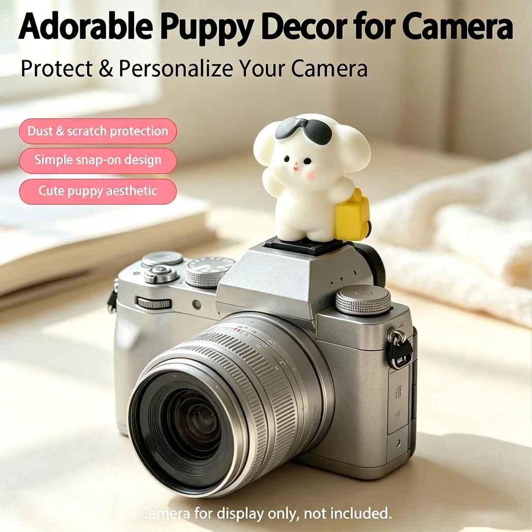 Cute 3D Puppy Camera Hot Shoe Cover Protector for Canon R8 R50 Nikon Z30 Z50 Sony A7M4 Fuji XT3 XM5 XS20 XS10 XPRO3 Leica view 3