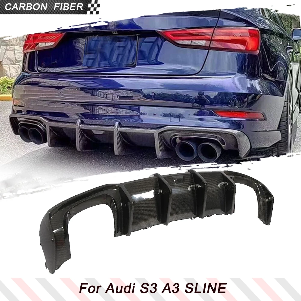 Carbon Fiber/ FRP Car Rear Bumper Diffuser Lip Spoiler For Audi A3 Sline S3 Sedan 8V.5 2017-2020 Car Rear Bumper Guard Body Kits