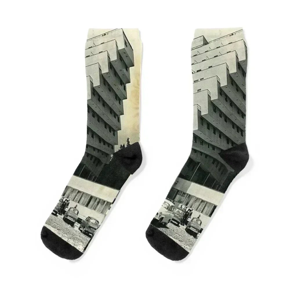 

Hotel panorama - Molchat - Historic vintage photograph domat. Russia Socks kawaii aesthetic Boy Socks Women's