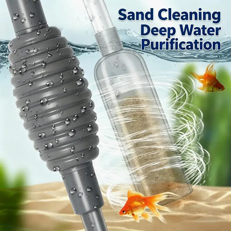 Aquarium Siphon Gravel Cleaner Pump Filter Nozzle Fish Tank Cleaning Tool Sand Filtering Vacuum for Water Change Cleaning
