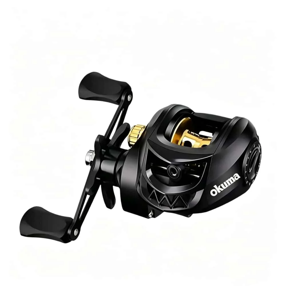OKUMA Professionelle Baitcaster-Rolle 7.2:1 Hochgeschwindigkeit 1+1 Lager 8KG Bremskraft 12 Magnetische Bremsbeläge Carbon-Pad Süß- und Salzwasser-Angeln – Detail 2