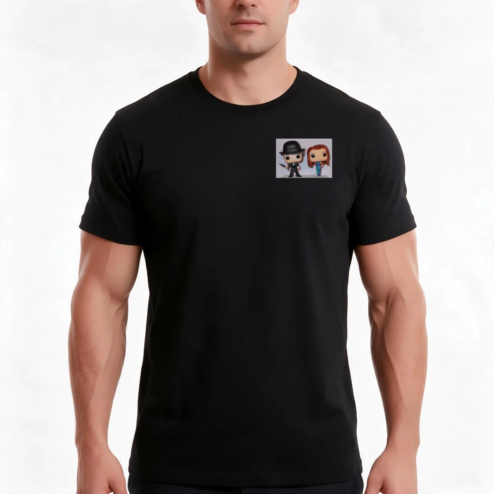 Emma Peel and John Steed. T-Shirt, Summer Casual Cotton Tee, Oversized Streetwear Tops, Vintage Graphic Print, Unisex Men Women