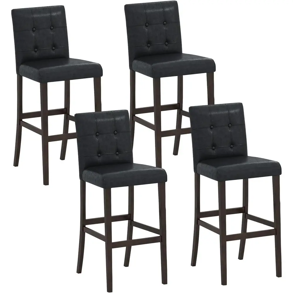 

Set of 4 30.5 High Bar Stools with Upholstered Button-Tufted Back, Rubberwood Legs, and Footrest for Home Bar, Dining Area