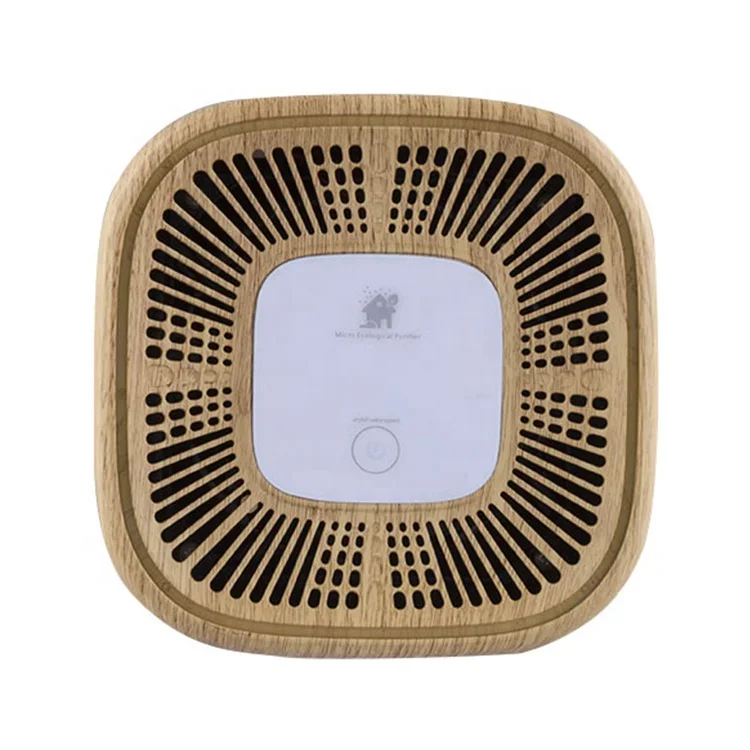 Creative Design Plant Stand Cultivation Wood Grain Texture UV Desktop Air Purifier With Negative Ion