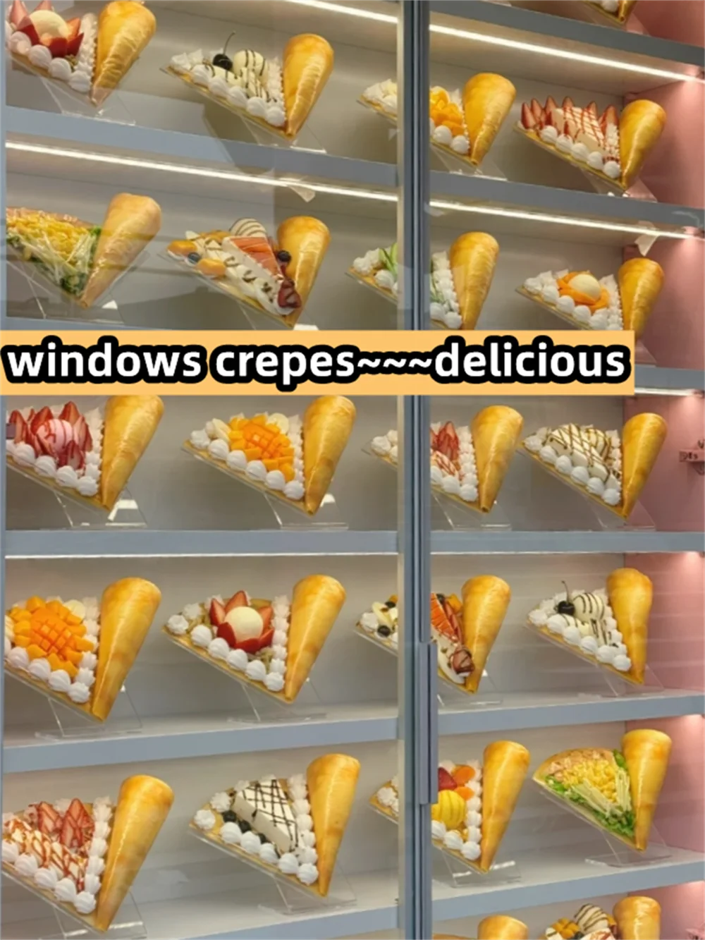 

Make Crepes Cake Delicious Window Display Sample Order Model Open Dessert Shop Stall Banana Butter Milk Spread Drizzle Chocolate