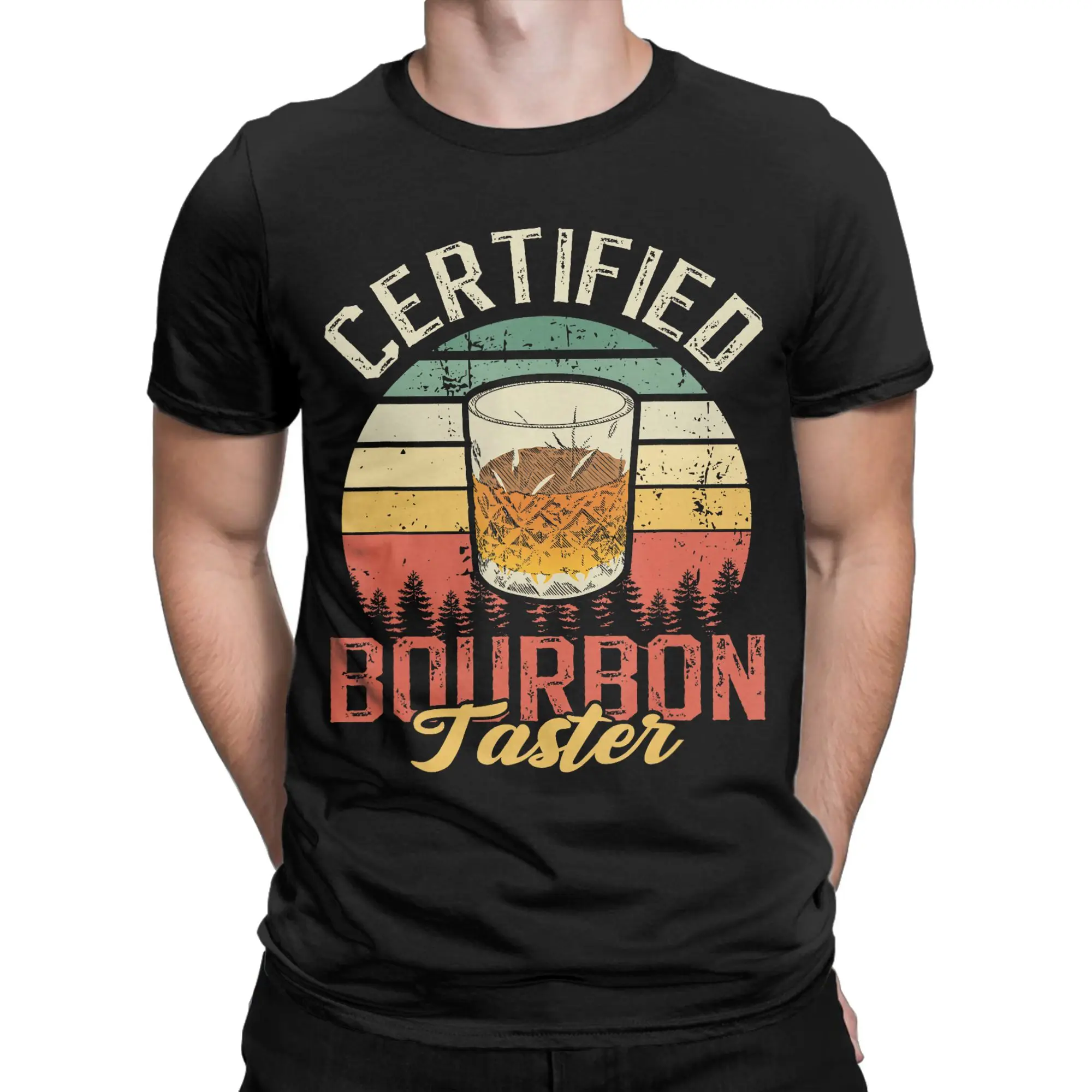 Men's Certified Professional Bourbon Taster  T Shirts  Cotton Tops Leisure Short Sleeve Crewneck Tees Party T-Shirts