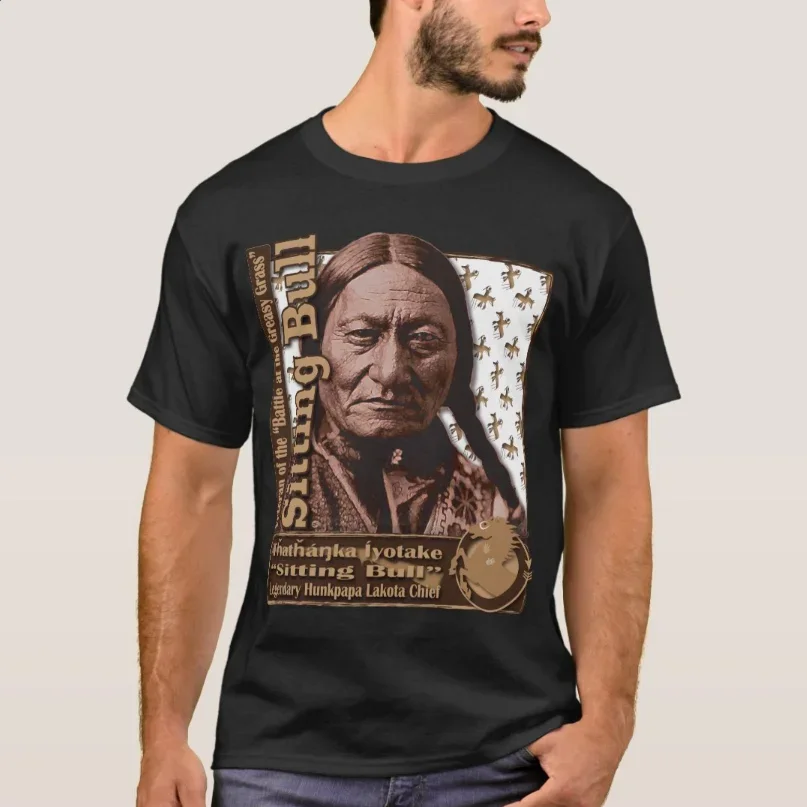 New 100% Cotton Short Sleeve O-Neck Casual Mens Top Legendary Hunkpapa Lakota Chief Sitting Bull oversized graphic t shirts tops