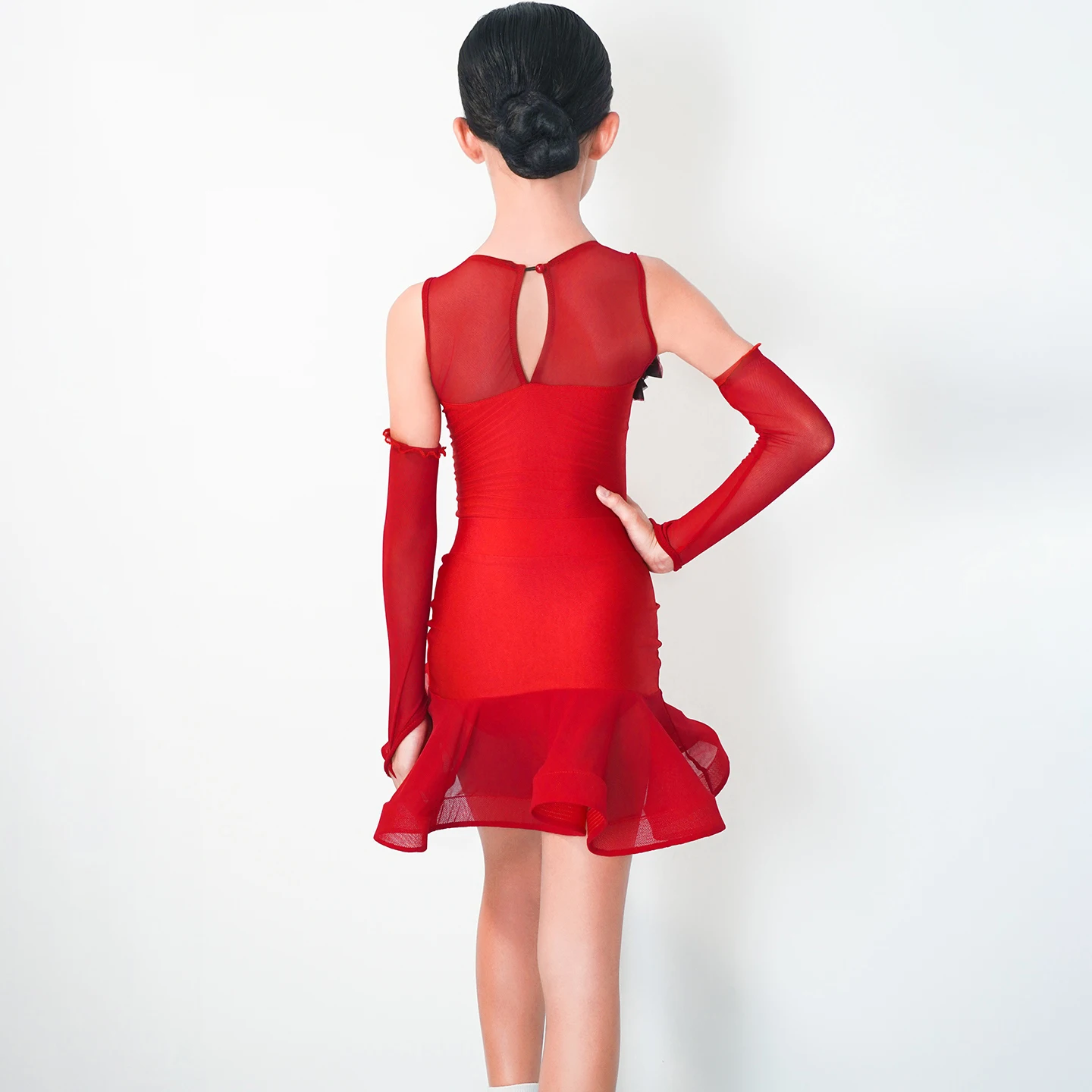 Sukienka na zawody tańca latynoamerykańskiego dla dziewcząt bez rękawów, profesjonalne ubranie taneczne dla dzieci, fioletowo-czerwona sukienka do tańca latynoamerykańskiego XS10238