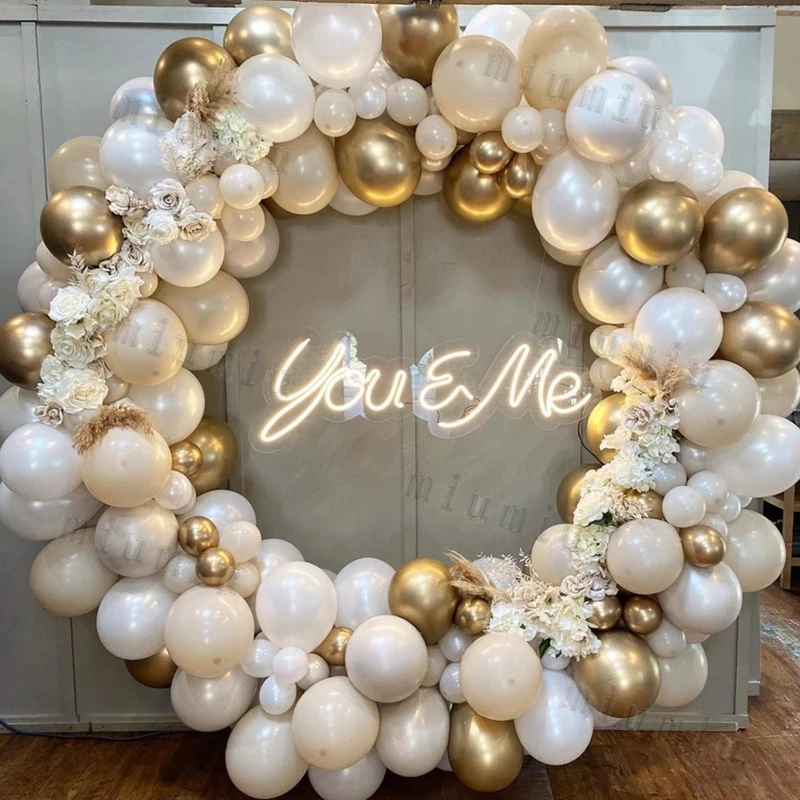 Matte Sand White Apricot Balloon Garland Arch Kit Boho Wedding Birthday Party Champagne Gold Latex Baby Shower Decoration Ballon