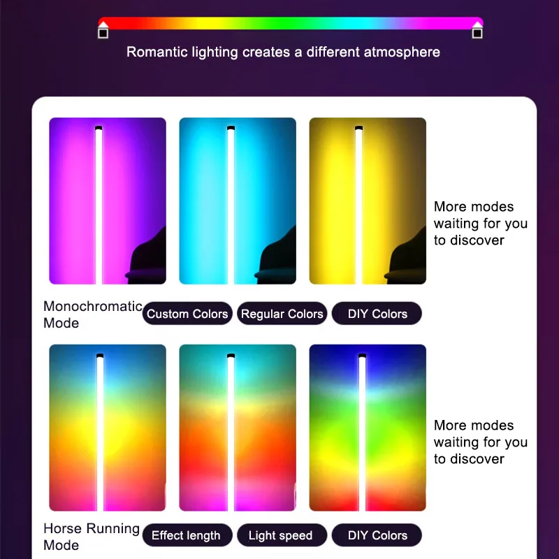 Lampada da terra ad angolo RGB Bluetooth telecomando lampada ambientale colorata regolabile per soggiorno camera da letto campeggio all'aperto