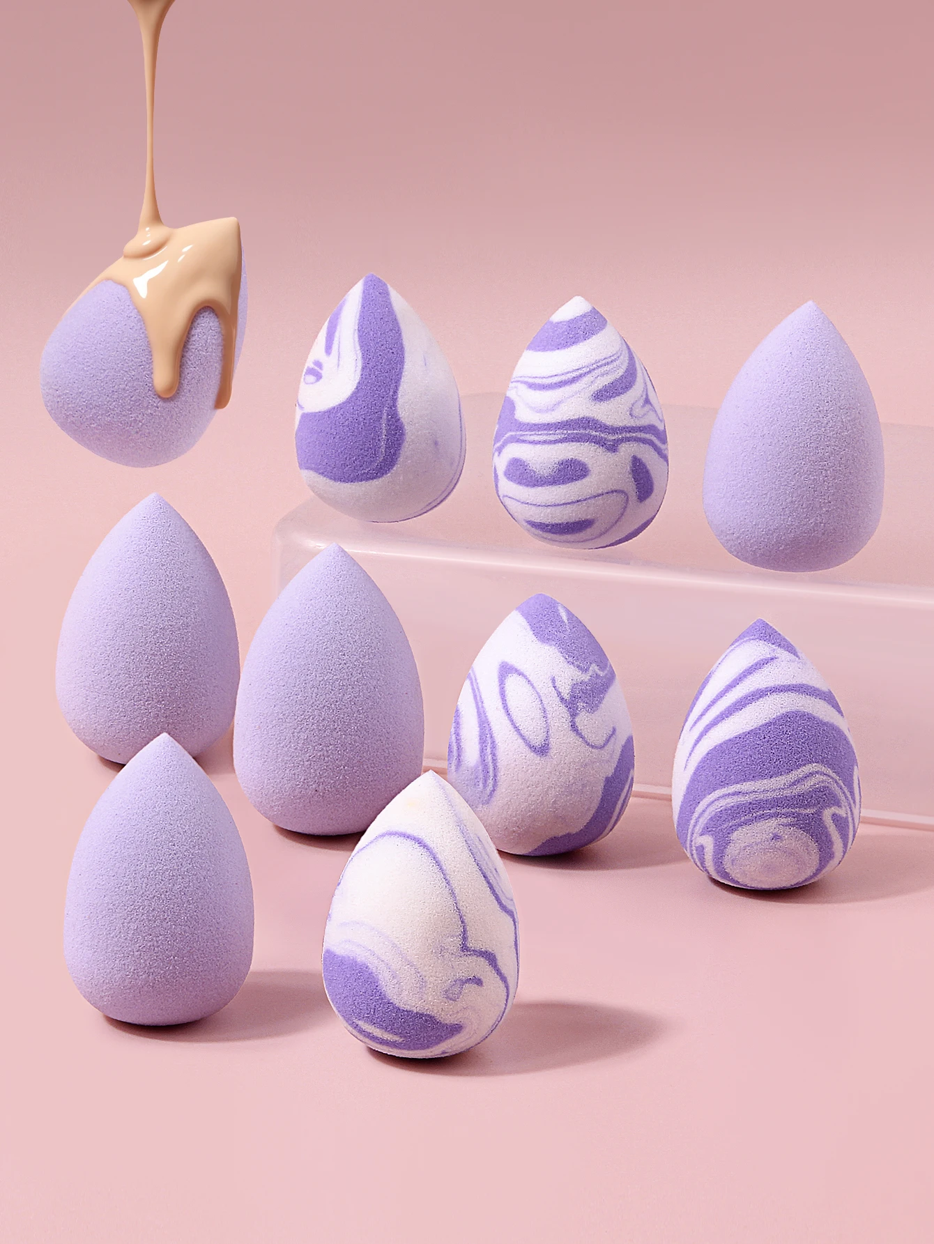 Marble Pattern Mini Makeup Sponge Set, Soft BeautySponges Blending Sponges for Liquid Foundation Cream Concealer CosmeticSponges