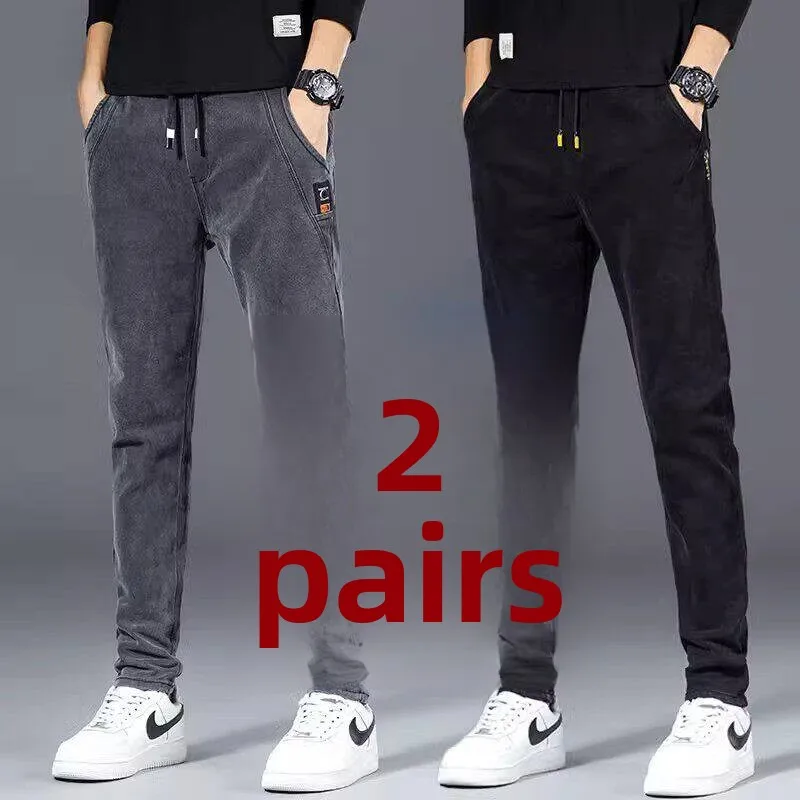 

Men's Workwear Jeans Elastic Waist Loose Fit Casual Long Pants Durable Dirt-resistant Youth Faion Spring Autumn Winter