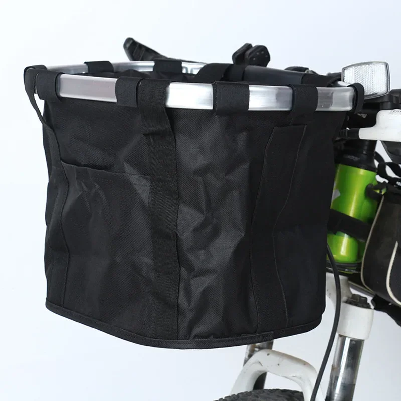 Bicycle Front Basket Bike Small Pet Dog Carry Pouch 2in1 Detachable MTB Cycling Handlebar Tube Hanging Fold Pannier Bag 5KG Load