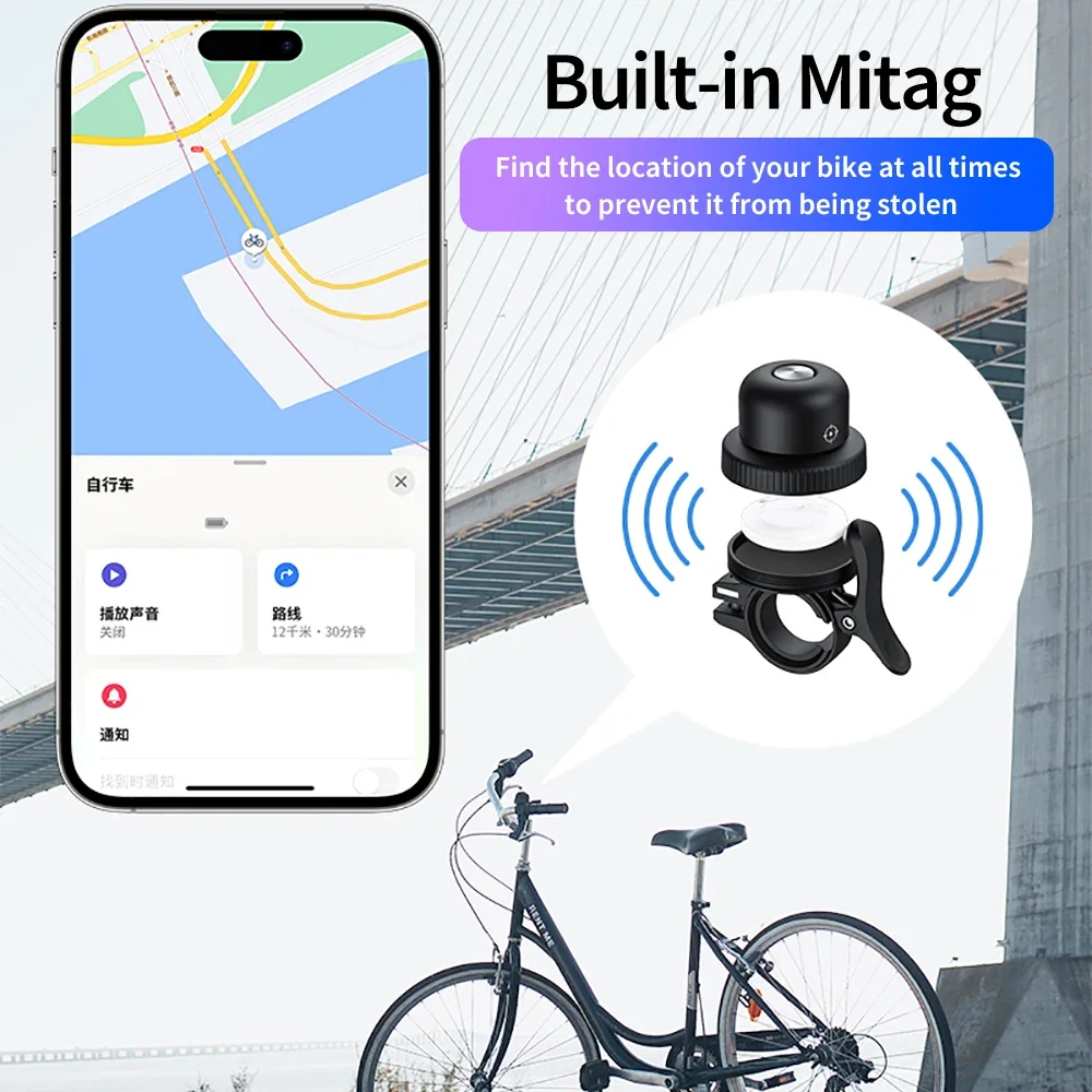 Bicycle Bell GPS locator Hidden locator APP Positioning Racking Anti-theft Device View Real-time Location Anti-loss