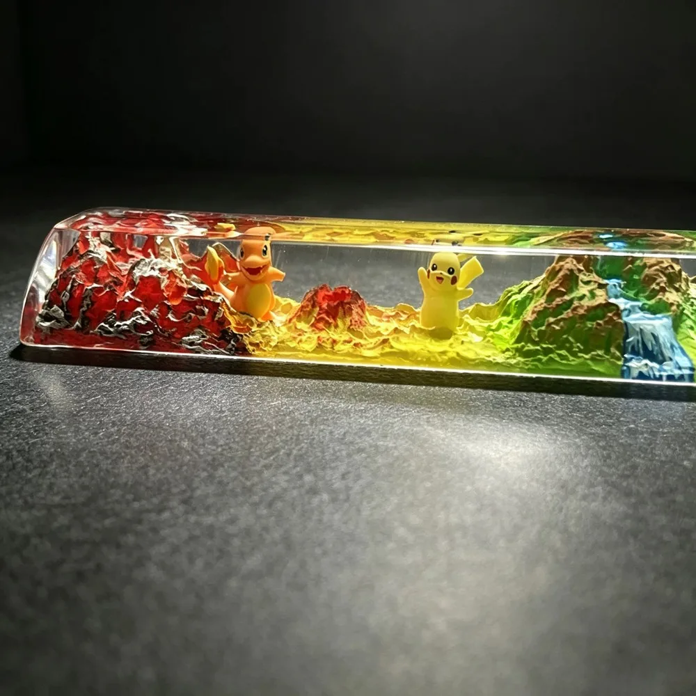 Pokémon Three-dimensional Keycap Eevee Resin Spacebar‌ Volcanic Forest Scene Cross-axis Mechanical Keyboard Game E-sports view 4