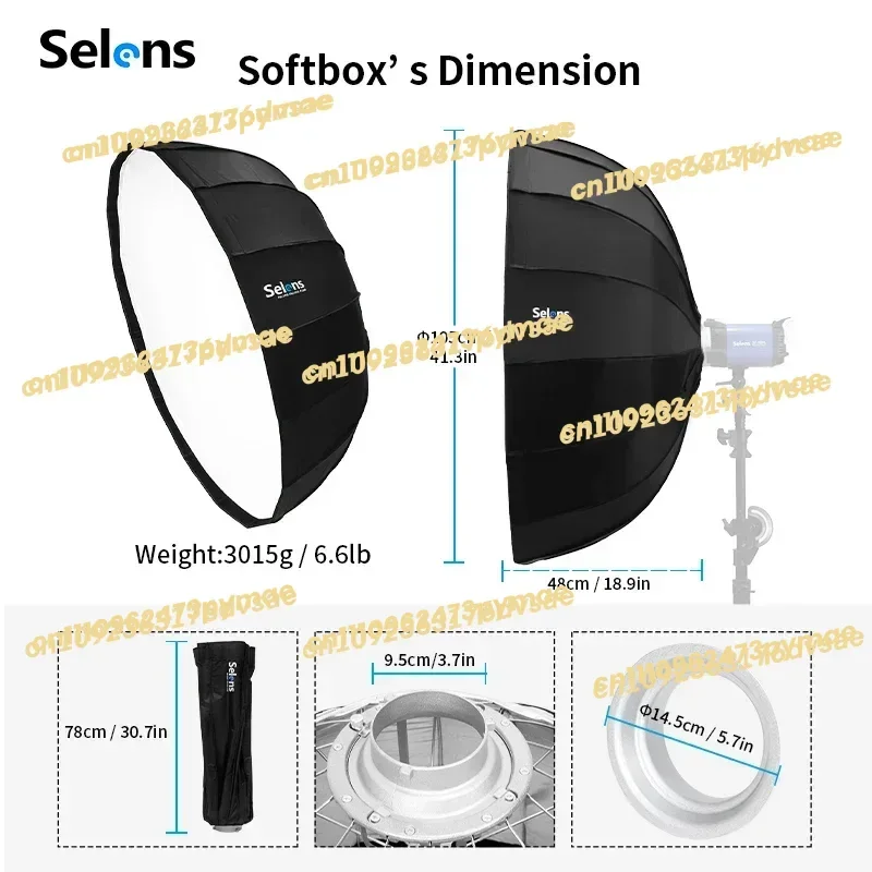 

NEW Selens 105cm 16 Rods Dish Softbox Quick Folding Portable with Bowens Mount for Studio Portrait Photography