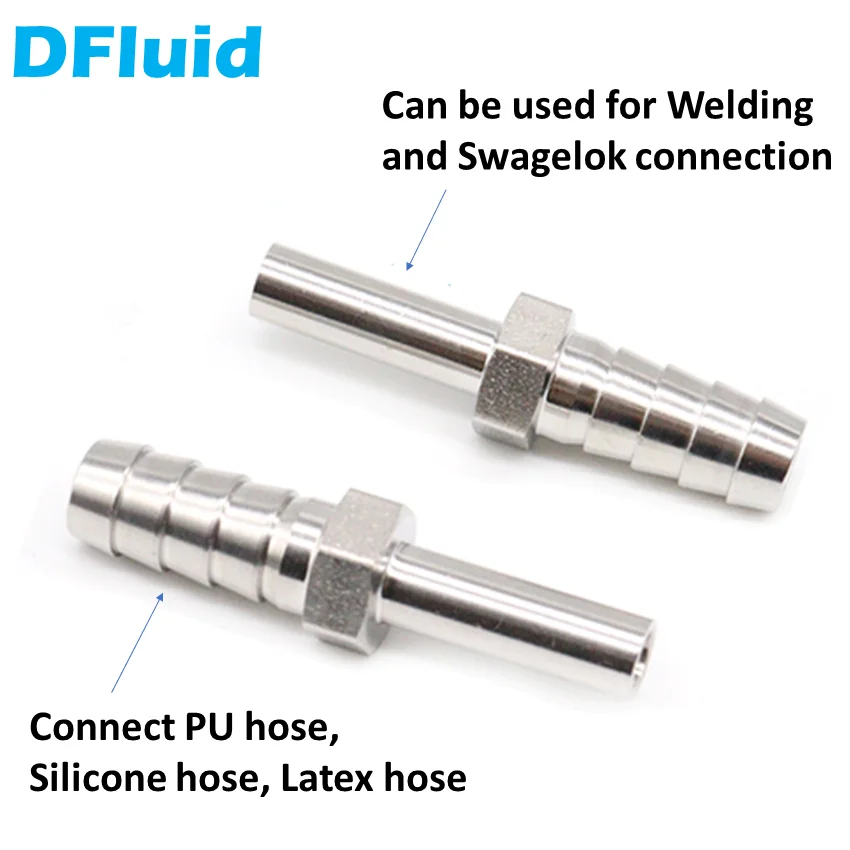 1pc Stainless Steel 316 Tube to PU Hose Nipple Pagoda Connector Compression Fitting 1/8\