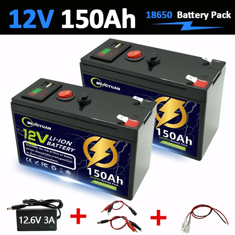 

12V 150Ah Lithium Rechargeable LiFeP04 Battery Deep Cycle for Solar Power,UPS,Scooters,Power Wheels,Fish Finder,Built-in BMS