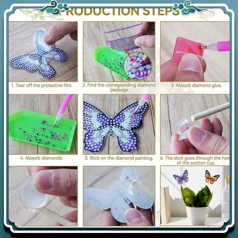 

8Pcs Butterfly Diamond Art Set For Garden Decor,Butterfly Stakes Diamond Art,Butterflies For Crafts