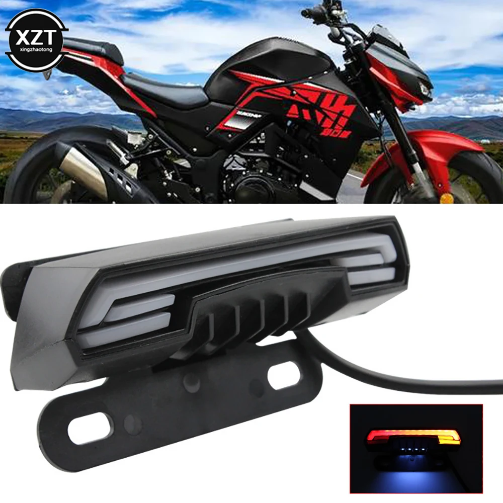 

Universal Waterproof Motorcycle Scooter License Plate Lights Tail Rear Brake Stop Double Flash Warning Turn Signal Lamps Dynamic