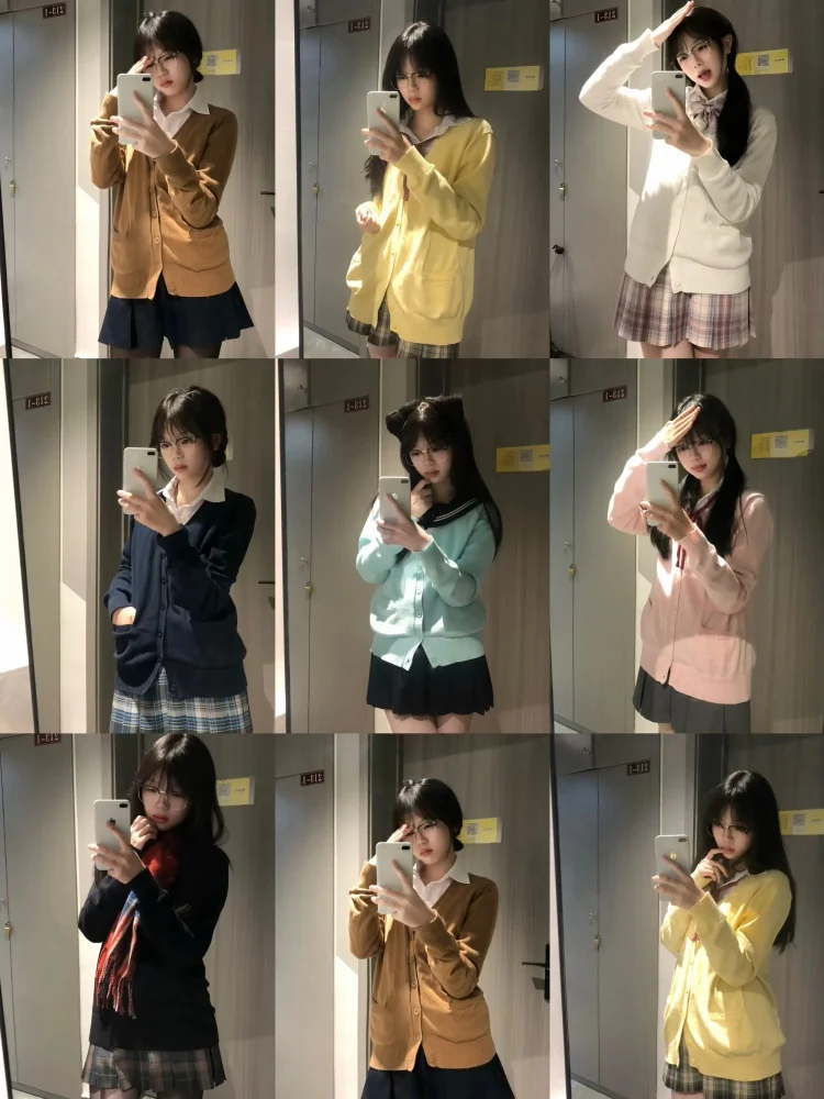 Japanese School orm Sle Women's Long Sve Knitted Cardigan Loose Top Jk orm Sweater Outerwear Soft Girl Autumn Wi...