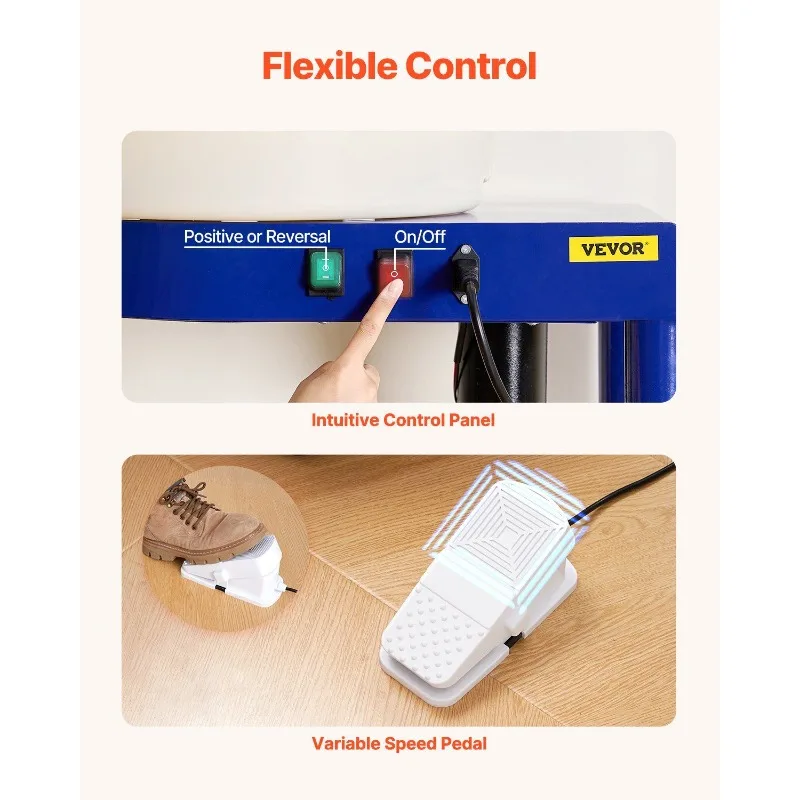 Pottery Wheel 14 in Ceramic Wheel Machine 60-300 RPM Speed Adjustable Blue