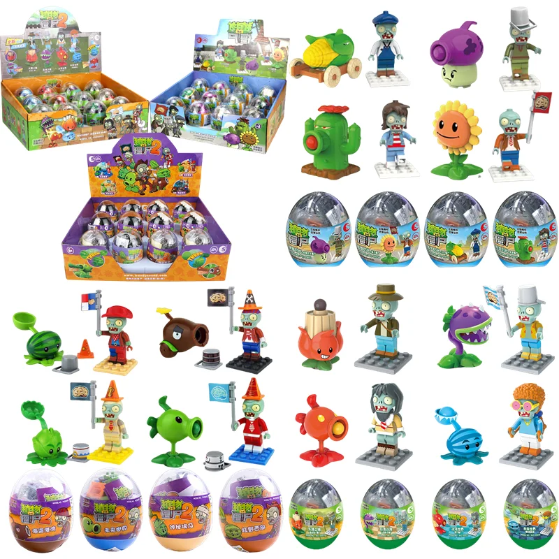 

Растения против зомби Peashooter Gatling Pea Shooter ПВХ Зомби Фигурка Модель Капсула Строительный блок Игрушки Детские подарки на день рождения