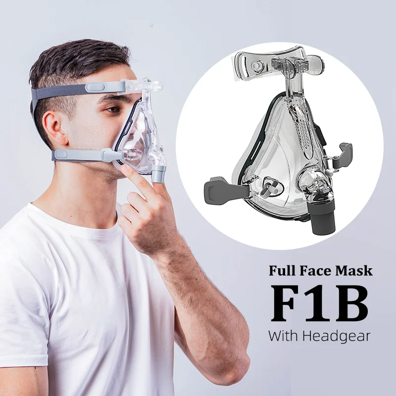 BMC Original F1A/F1B Máscara CPAP Máscara facial completa con arnés Para CPAP BiPAP Apnea del sueño Comodidad mejorada Máscara con dispositivo para