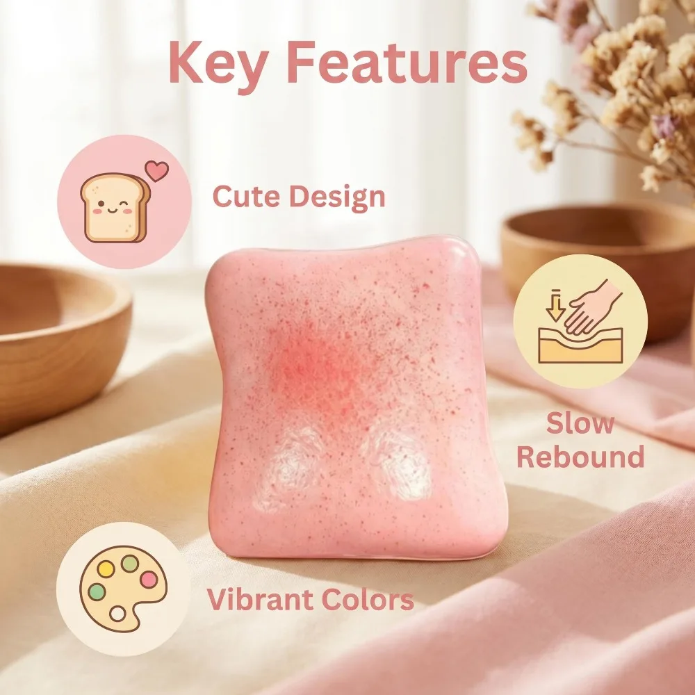 1 Stück Butter-Toast-Brot Squishy-Spielzeug zur Stresslinderung, Weich, Langsam aufsteigend, Anti-Angst-Sensorik-Fidget-Spielzeug für Erwachsene, ADHS-Simulation – Detail 5