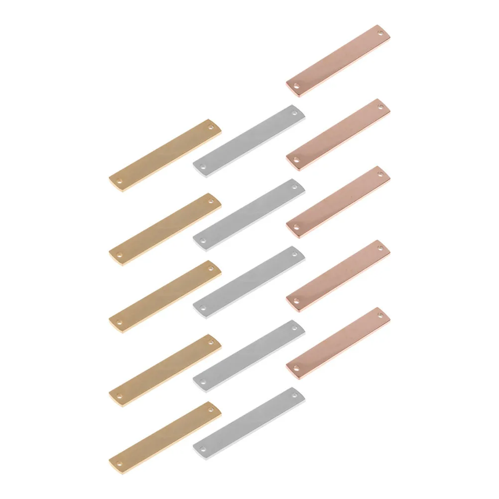 15Pcs Stainless Steel Charms DIY Blank Stamping Tags Engravable Rectangular Pendants Jewelry Making Craft Accessories