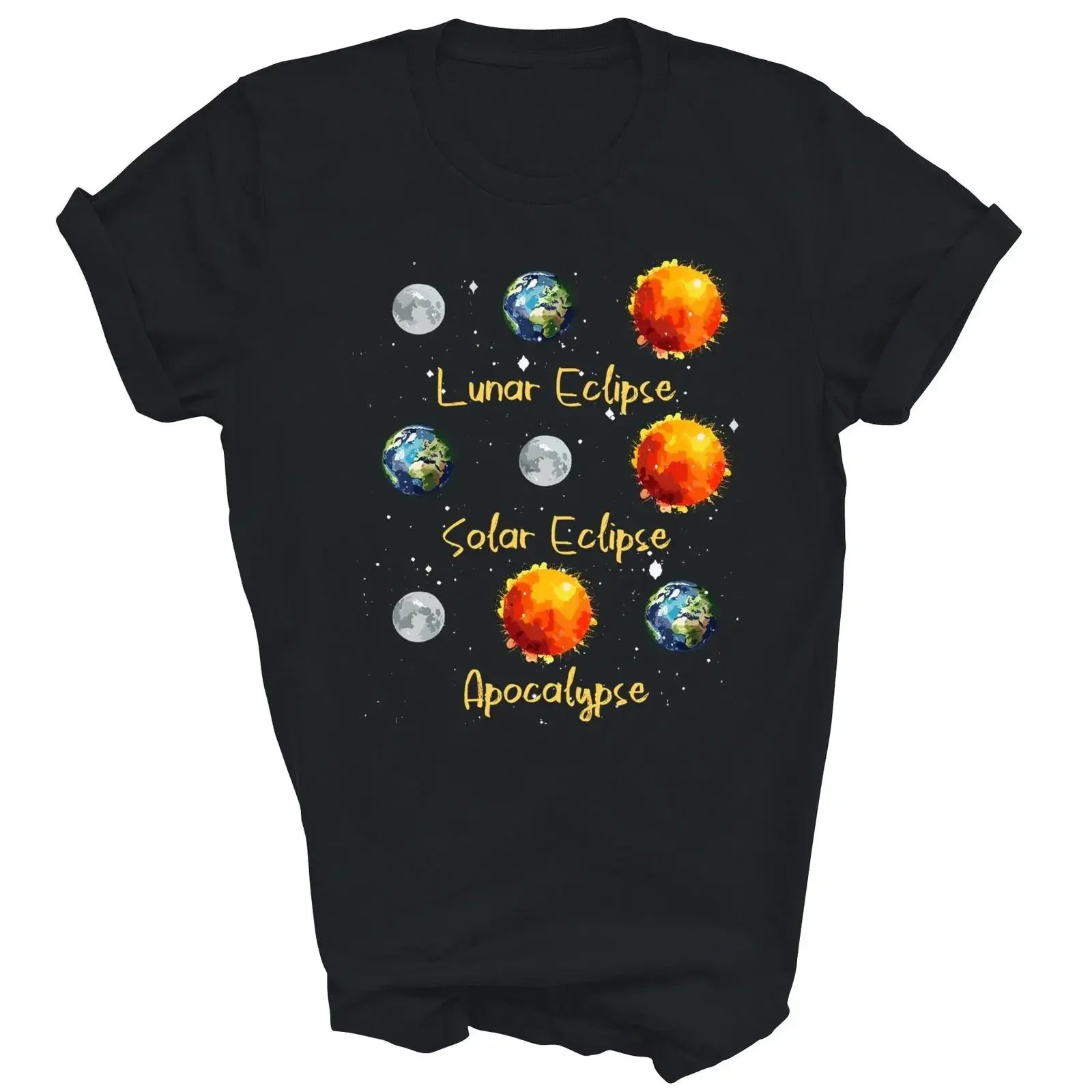 Lunar Eclipse Solar And Apocalypse Science T Shirt  vintage Washed streetwear Top For Everyday Wear Casual designer clothes