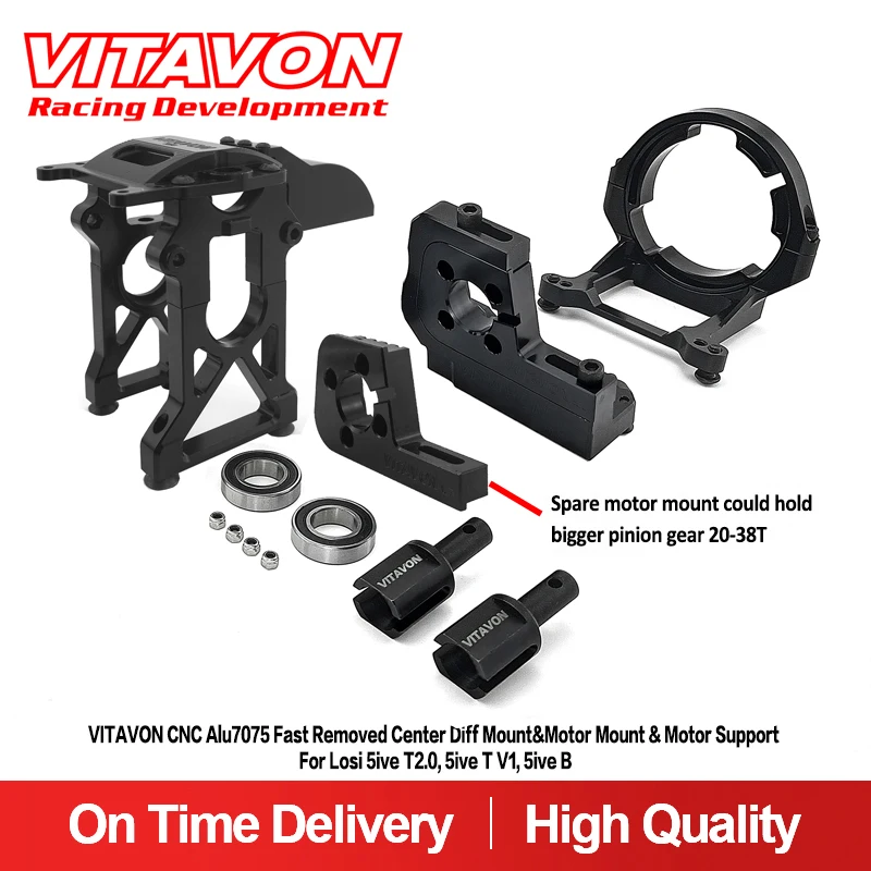 VITAVON CNC Alu7075 Fast Removed Center Diff Mount&Motor Mount & Motor Support For Losi 5ive T2.0, 5ive B
