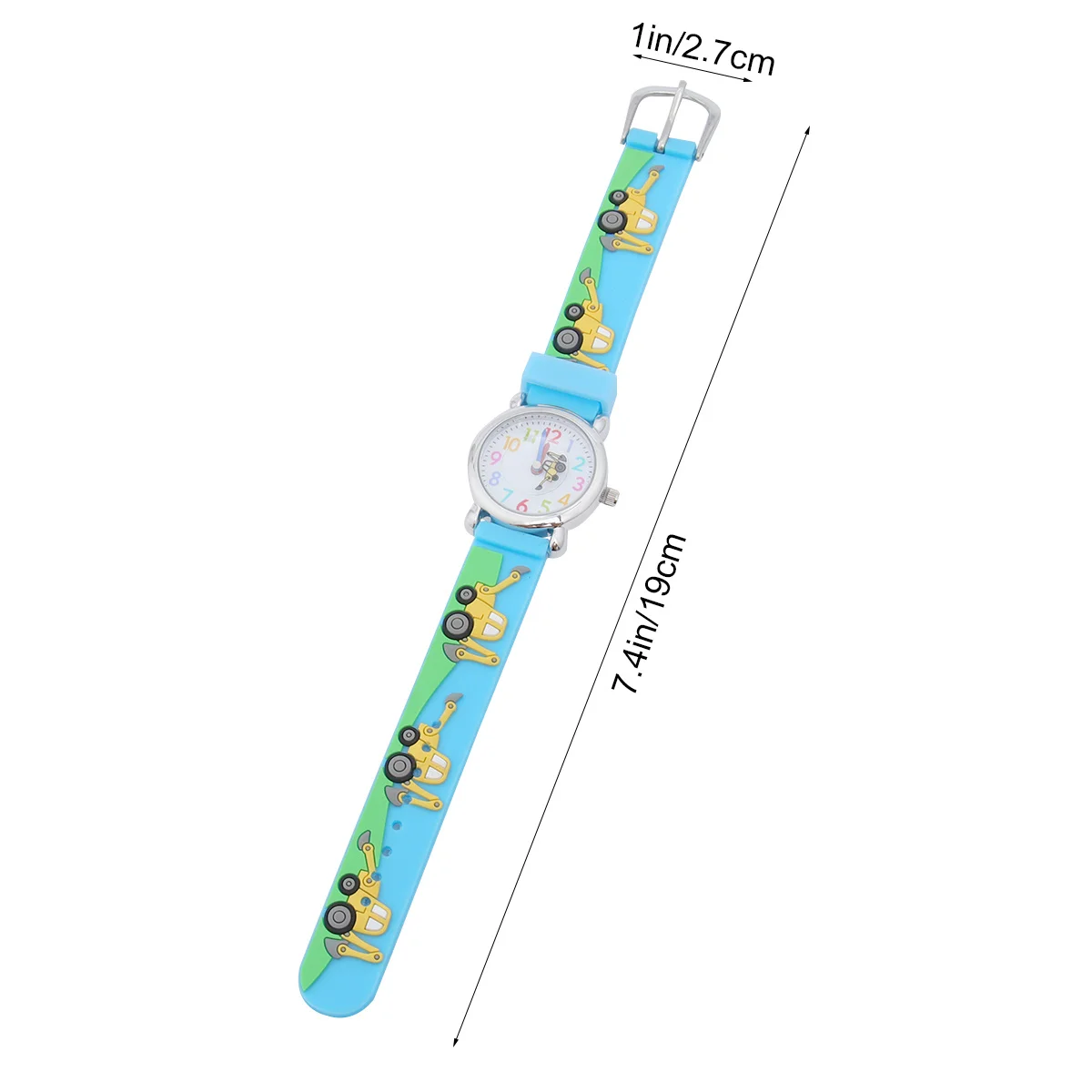 Creative Cartoon Engineering Vehicle Watch Blue Waterproof Quartz Durable Safe Premium Material Precise Timekeeping