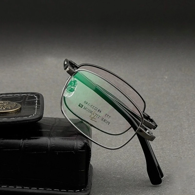 

Middle Size Folding Square Alloy glasses frame men women Portable optical Myopia Presbyopia prescription lenses attachament