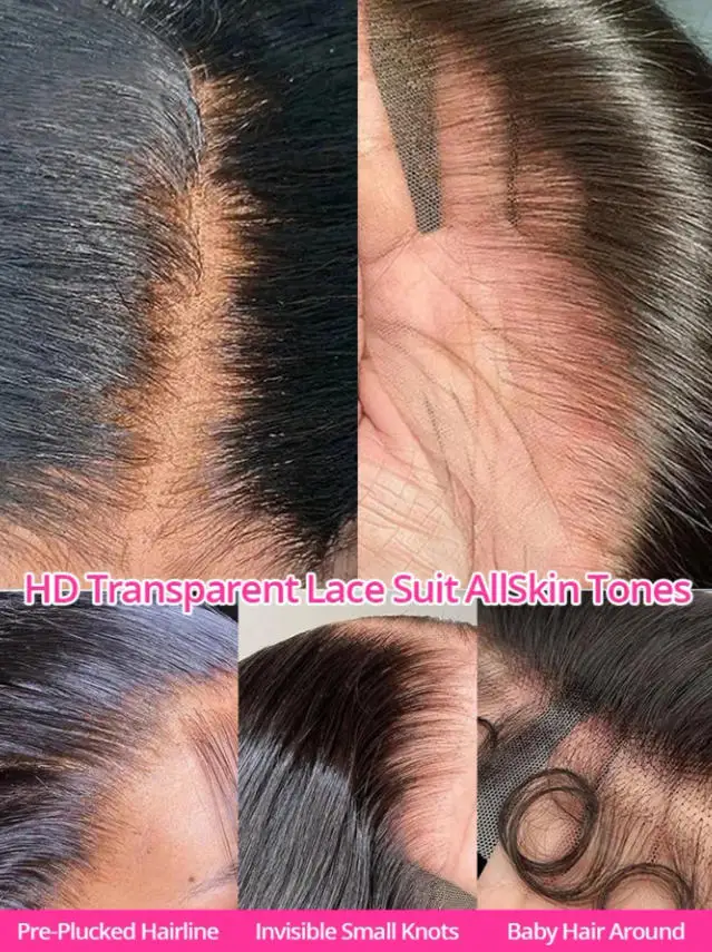 HD Transparent Lace Straight Human Hair Wigs 13x4 13x6 5x5 220% Density Glueless Wigs Pre Plucked Natural Hairline