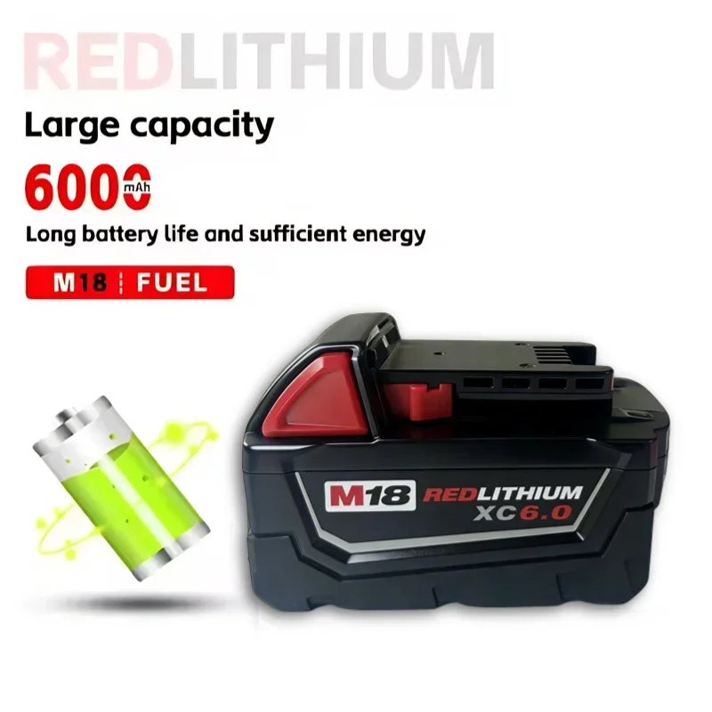 Genuine Milwaukee M18 FUEL 6.0Ah 18V Battery 18650 M18B6 M18B5 Suitable for Milwaukee Power Tools Rechargeable Lithium Battery