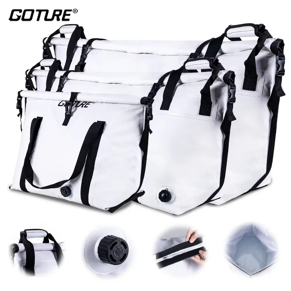 Goture Fishing Cooler Bag Quality Insulated Large Capacity Waterproof Marine Freezer Bag Outdoor Fishing Bag Fishing Tackle Pack
