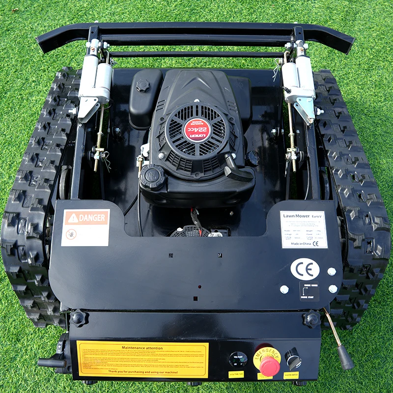 

Customized remote-controlled all-terrain self-propelled four-wheel drive crawler lawn mower for orchards and family gardens