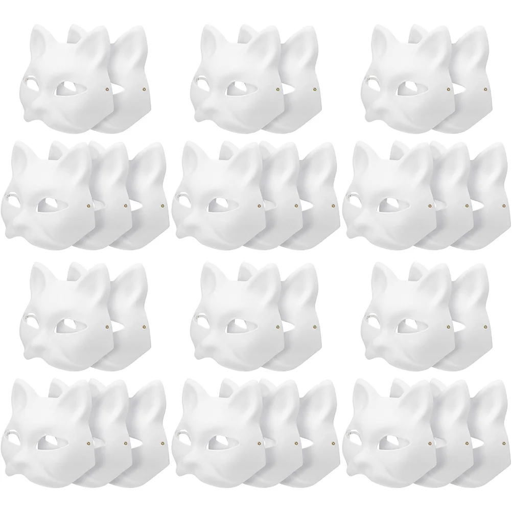 

30 Pcs Hand Painted Mask Blank Masks for Decorating White Cat Kids Unpainted Diy