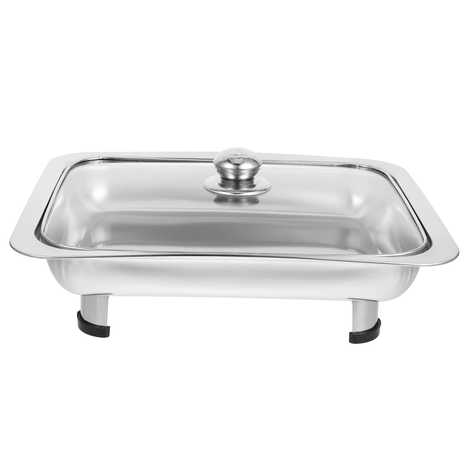 Steel Buffet Heater Grill Pan Four-leg Tray Flat Fruit Simple Serving for Stainless Food Plate Metal