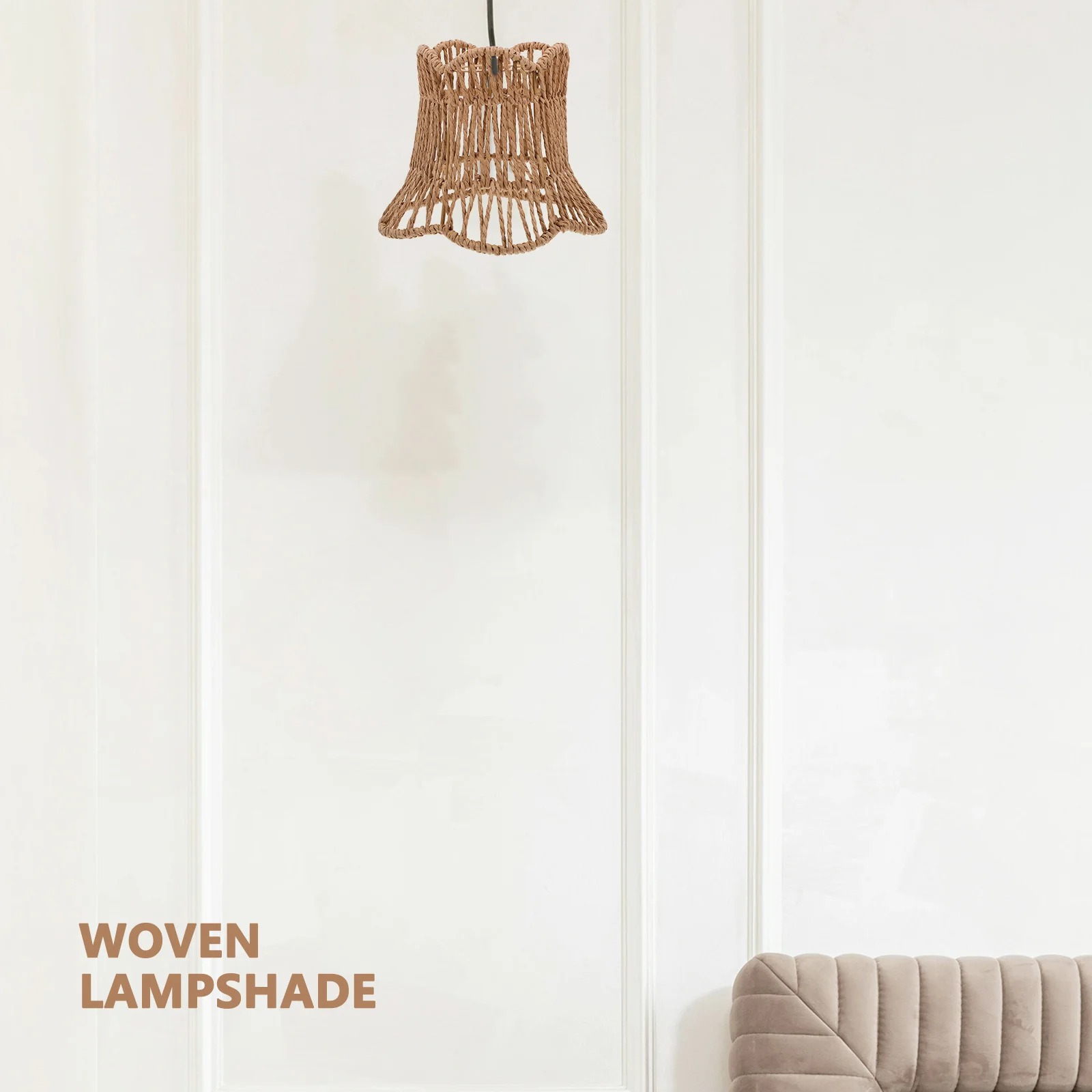 

Hand-woven Lampshade Hotel Hanging Handwoven Light Round Paper Vintage Buffet Shades