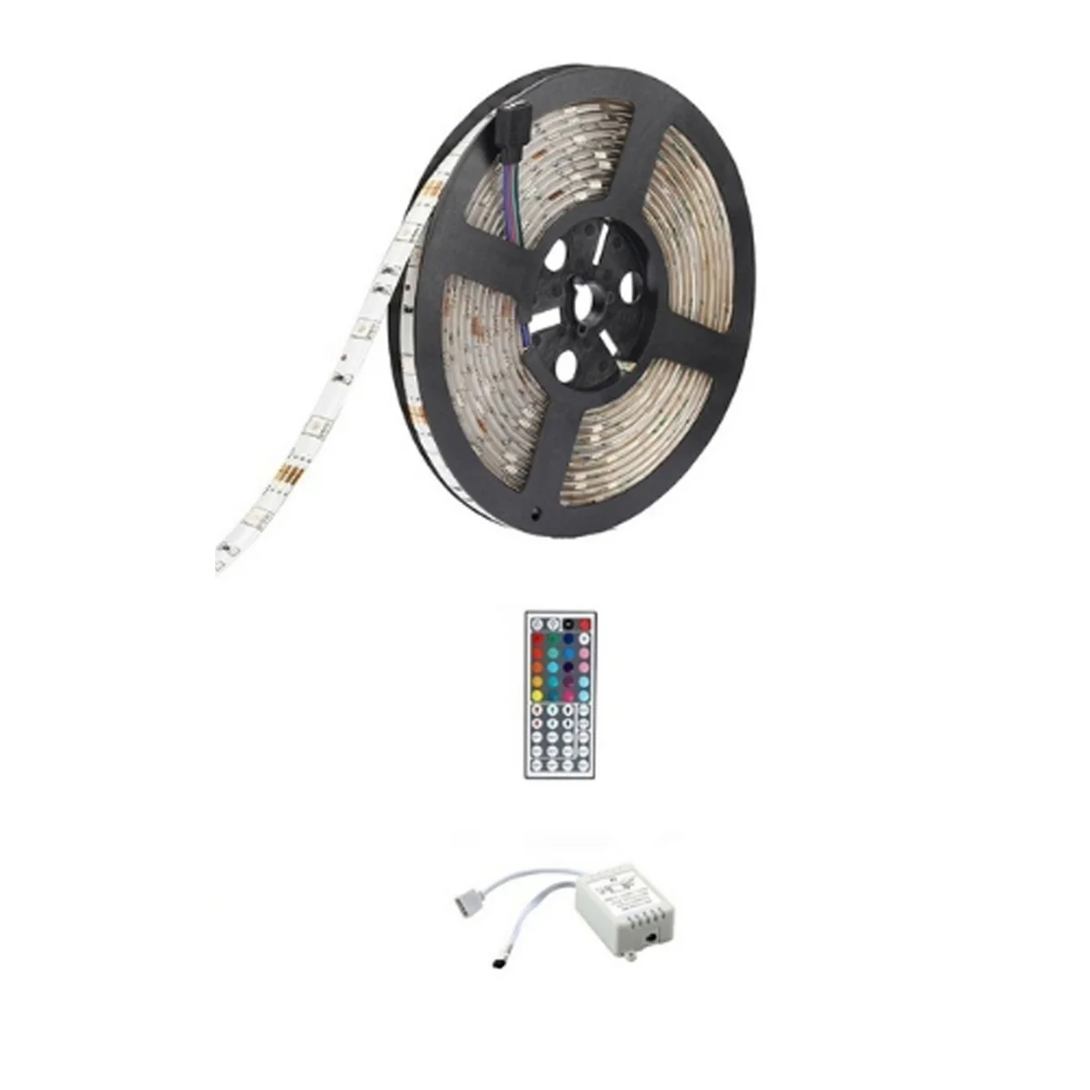 

3PCS 5M RGB LED Strip Light Kit LED Light Rope with Multi-Color 44 Key IR Remote Controller DC 12V 6A Power Supply Adapter - 352