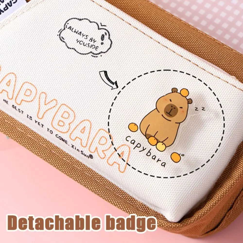 การ์ตูน Capybara ปากกากระเป๋า Double-Layer Back To School ของขวัญเครื่องเขียนกระเป๋าขนาดใหญ่ความจุดินสอนักเรียน
