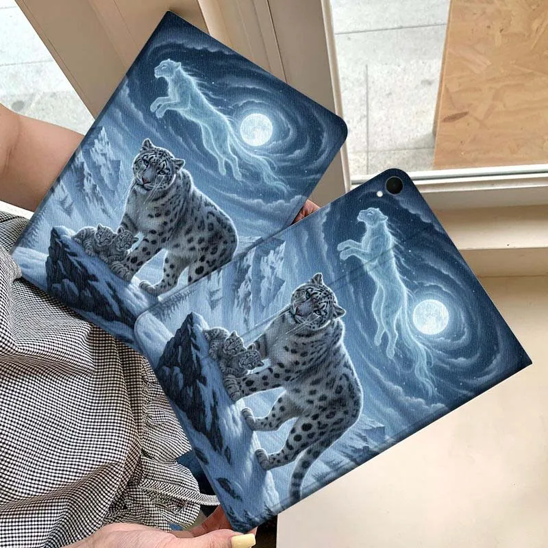 

Snow Leopard Family Moon For Samsung Galaxy Tab S11 A11 A9 A8 S6 A 10.1 A7 10.4 Plus 2025 2023 Tablet Case Gift
