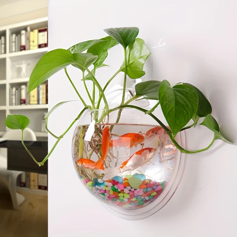 Versatile Hydroponic Planter - No-Drill, Indoor/Outdoor Wall Mount Aquarium Bowl for Home Decor & Garden Care
