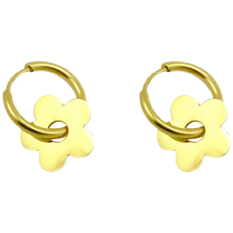 New in Stainless Steel Waterproof Daisy Flowers Earrings for Women Girls No Fade Glod Color Jewelry Wholesale