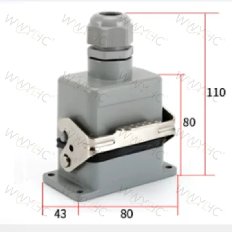 Suitable for Heavy-duty Connector HE-6P 10 16 24 Pin 32 Pin 48 Position Rectangular Hot Runner Waterproof Aviation Plug Socket