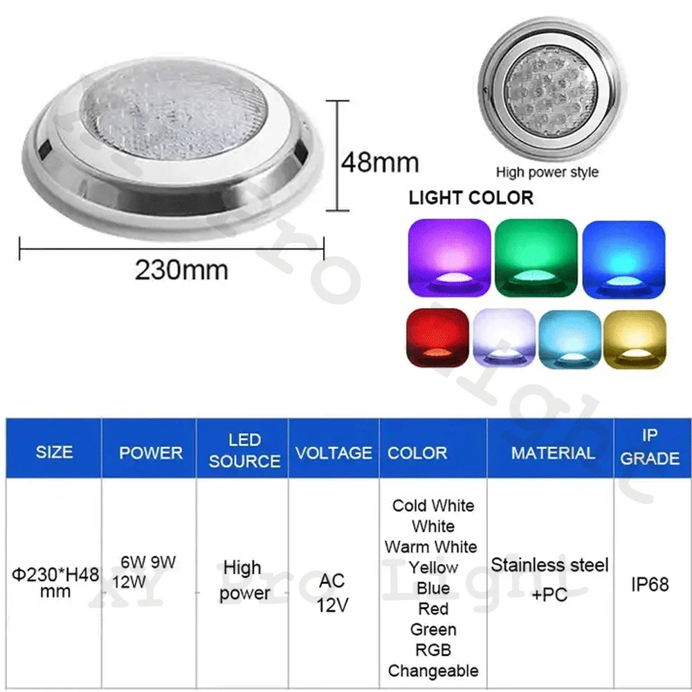 18 واط 24 واط RGB LED السباحة إضاءة حمام السباحة/المسبح IP68 مقاوم للماء AC12V 12 واط داخلي/خارجي RGB ضوء تحت الماء بركة LED Piscina Luz الأضواء #6