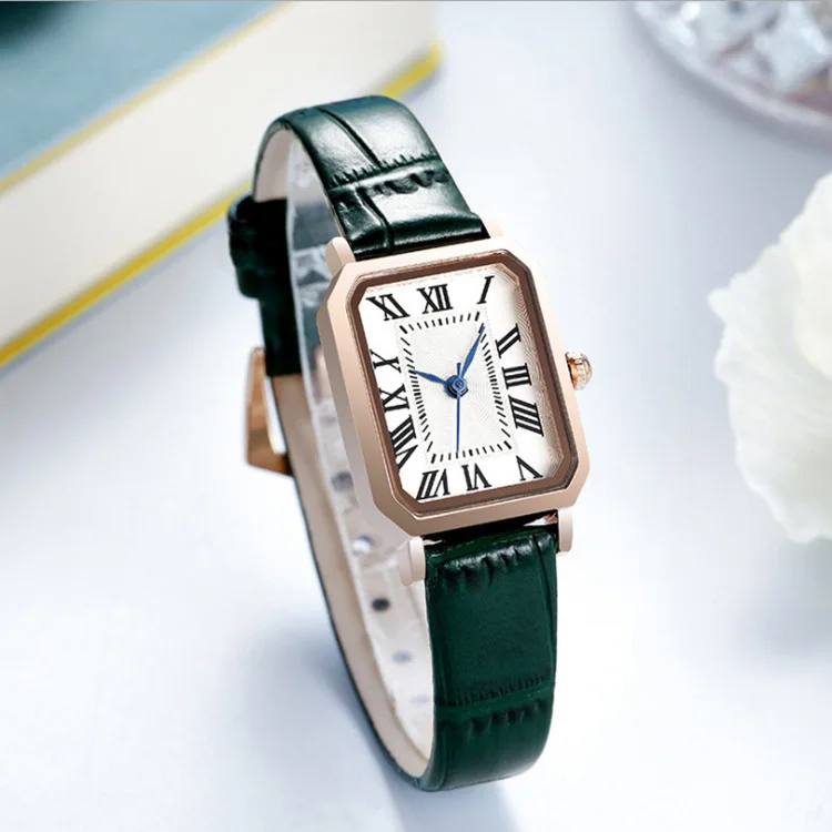 New Fashion 2024 Elegant Design Rectangle Dial Water Resistant Quartz Movement Business Women Analog Wrist Watch